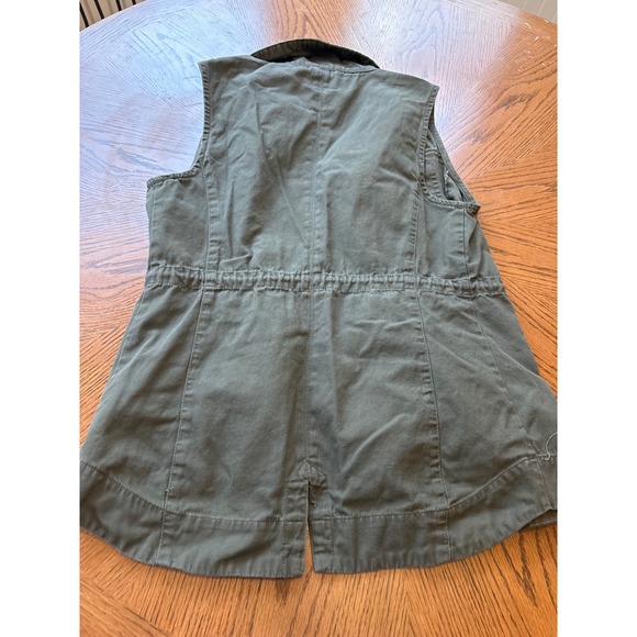 Sebby Utility Vest Olive Green Drawstring Pockets Size S - Picture 4 of 5